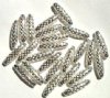 25 19x5mm Bright Silver Plated Oval Filigrae Beads